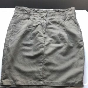 Ann Taylor linen skirt sz 6 olive green